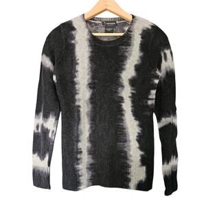 Womens C by Bloomingdales Tie-Dye Cashmere Sweater Black Gray Pullover Sweater M